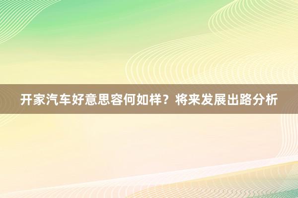 开家汽车好意思容何如样？将来发展出路分析